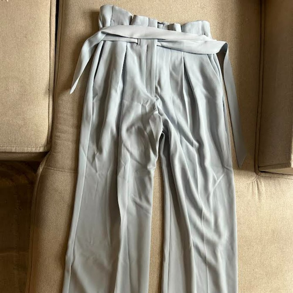 NWT Express Wide Leg High Rise Blue Pants Size 4R Pleated Waist Belt